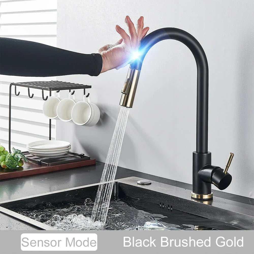 DecorBites™ Gold Kitchen Faucet with Touch Sensor Control for Sensitive Mixer Experience