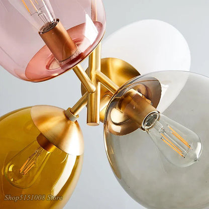 Nordic Balloon Glass Pendant Light in Pink, Gray, or White