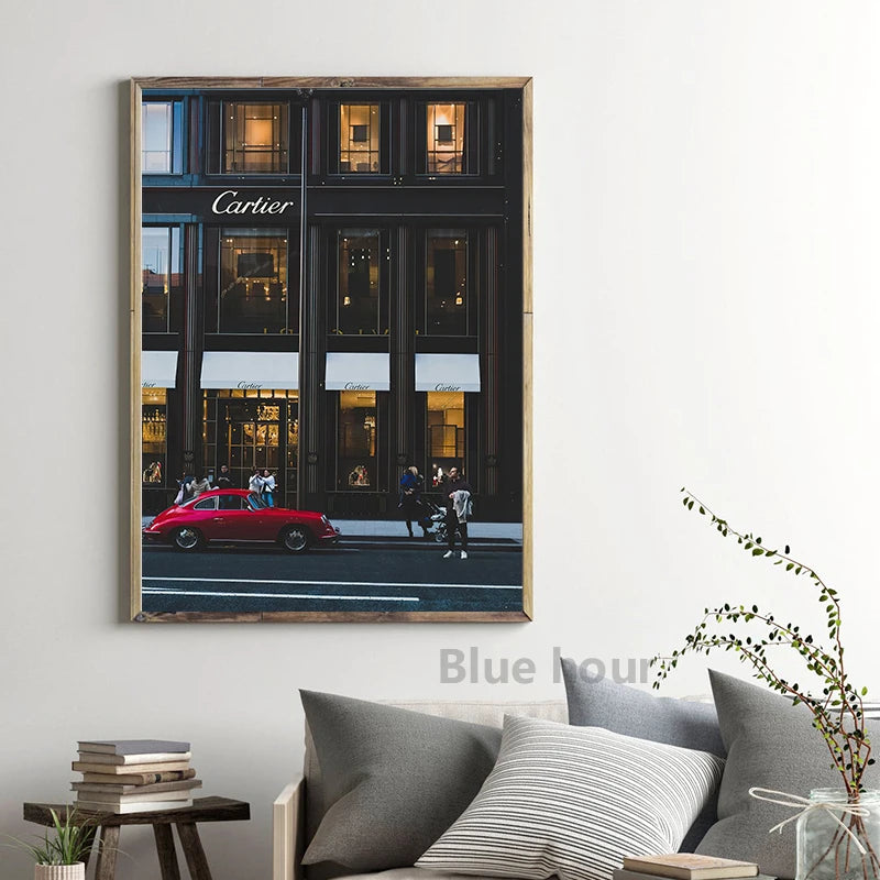 European Street Canvas Painting Fashion Black White Vintage Photo Posters and Prints Wall Pictures for Living Room Home Decor