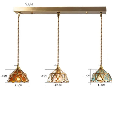 Decorbites™ Japanisches Vintage-Glas-Kupfer-LED-Pendant-Lampenleuchte für Schlafzimmer, Bar, Café