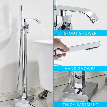 Decorbites™ Gold Badewannenarmatur-Set Heißes und Kaltes Wasser Duschmischer Hahn Wasserfall Bodenständer