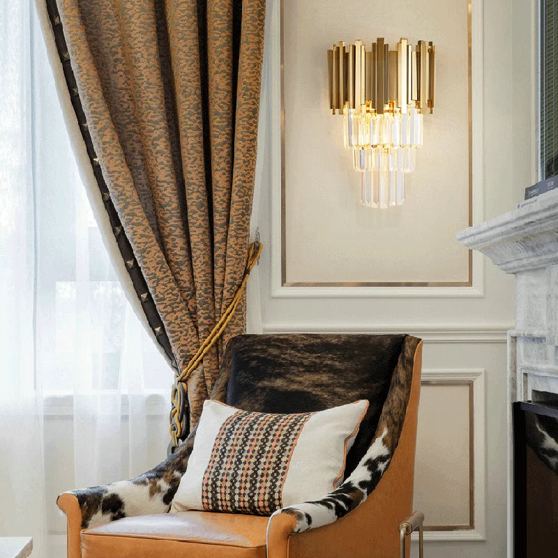 Gold Crystal LED Wall Lamp Large Gold Finish