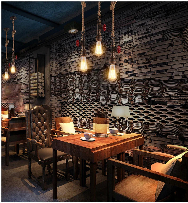 Copper Water Pipe Pendant Light
