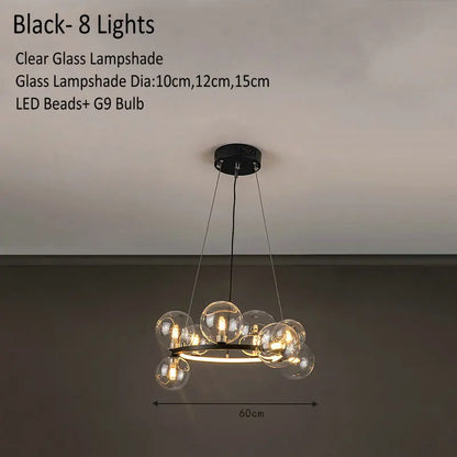 Decorbites™ Glasleuchter Lampe Kücheninsel Hängelampe Schwarz Gold Silber G9 LED