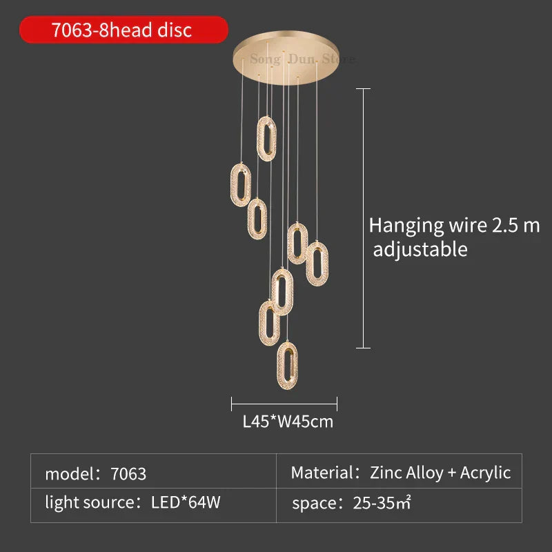 Decorbites™ Duplex-Kristall-Leuchter: Luxuriöse ausbalancierte Pendelleuchte für das Wohnzimmer der Villa & Treppenhaus