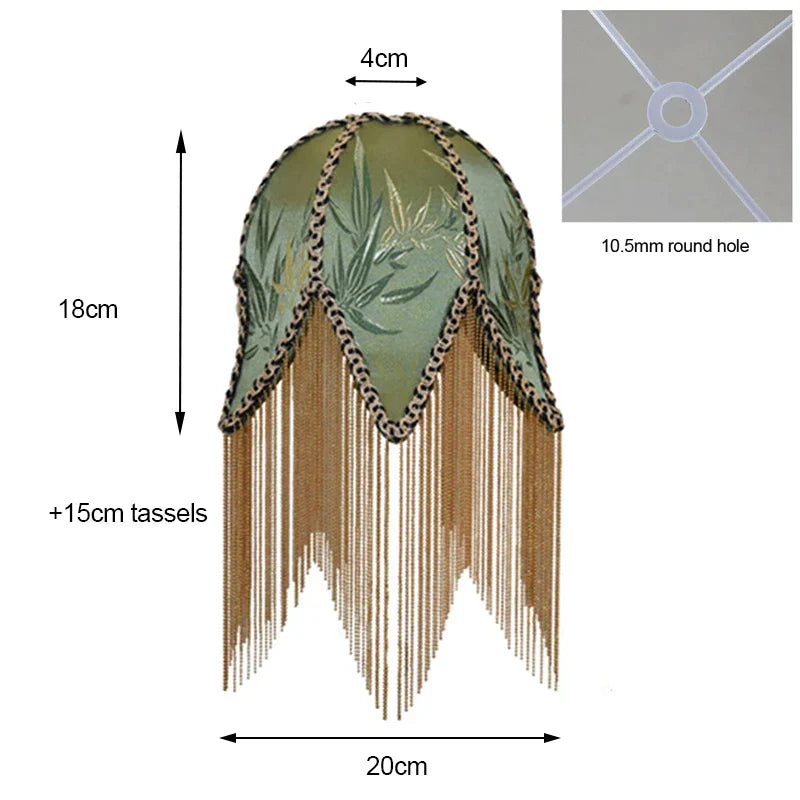 Decorbites™ Bambusblatt-Jacquard-Nachttisch-Lampenschirm mit Quasten