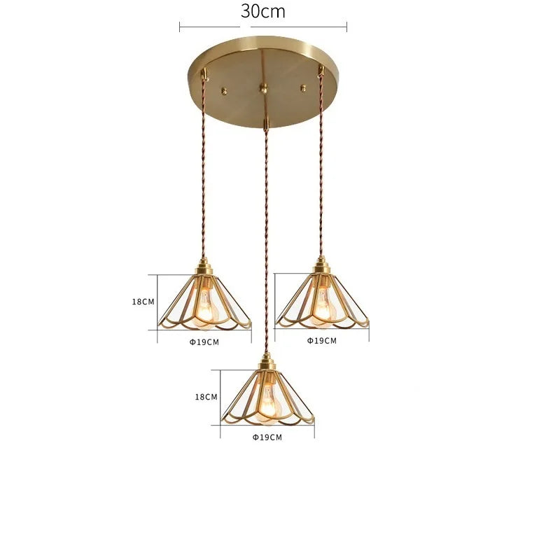 Decorbites™ Japanisches Vintage-Glas-Kupfer-LED-Pendant-Lampenleuchte für Schlafzimmer, Bar, Café