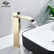 Gold Brass Basin Faucet Sleek Multi-Finish Style