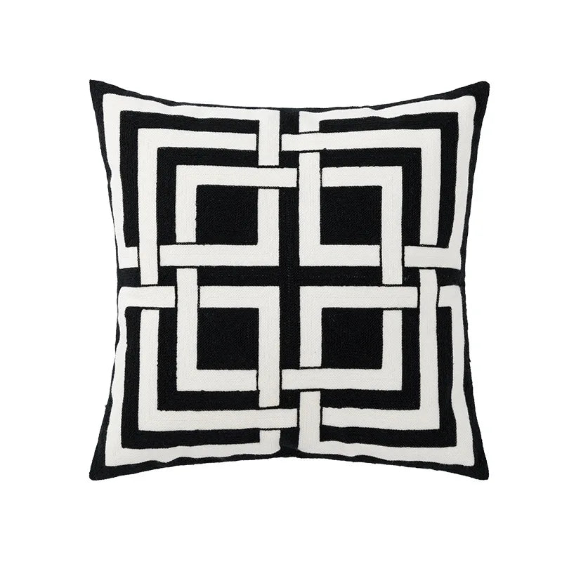 Decorbites™ Geometrisches Stickerei Kissenbezug 45x45 cm Schwarz Grau Weich Gemütlich für Heimdekoration