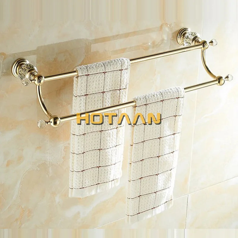 Decorbites™ Kristallgold Doppeltuchhalter für das Badezimmer, 60 cm Länge