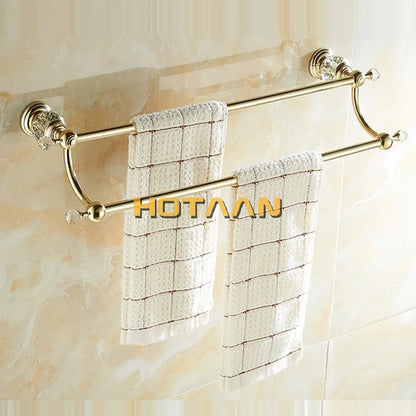 Decorbites™ Kristallgold Doppeltuchhalter für das Badezimmer, 60 cm Länge
