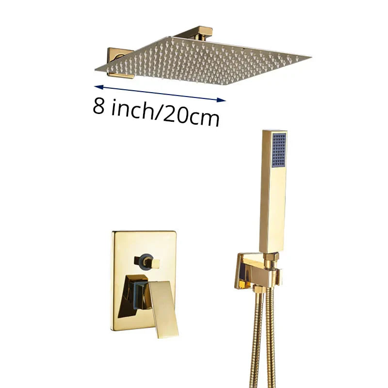 Decorbites™ Goldener Regendusche Armatur-Set mit einhebeliger Messing-Badmischer