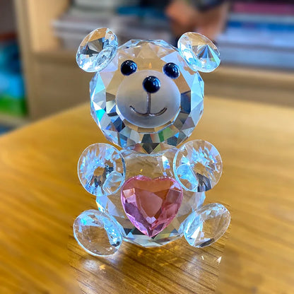 DecorBites™ Crystal Bear Figurine: Glass Animal Ornament & Paperweight