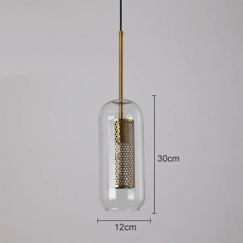 DecorBites™ Gold Mesh Glass Ball Pendant Light Industrial Kitchen Fixture