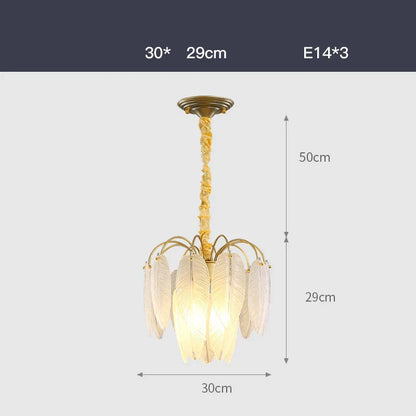 DecorBites™ Glass Feather LED Hanging Chandelier for Foyer