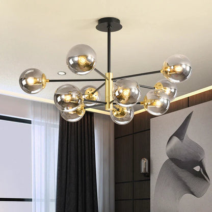 Decorbites™ Glas-Kugeln-LED-Kronleuchter: Retro runde Schmiedeeisen-Innenbeleuchtung für Küche, Wohnzimmer, Bauernhaus