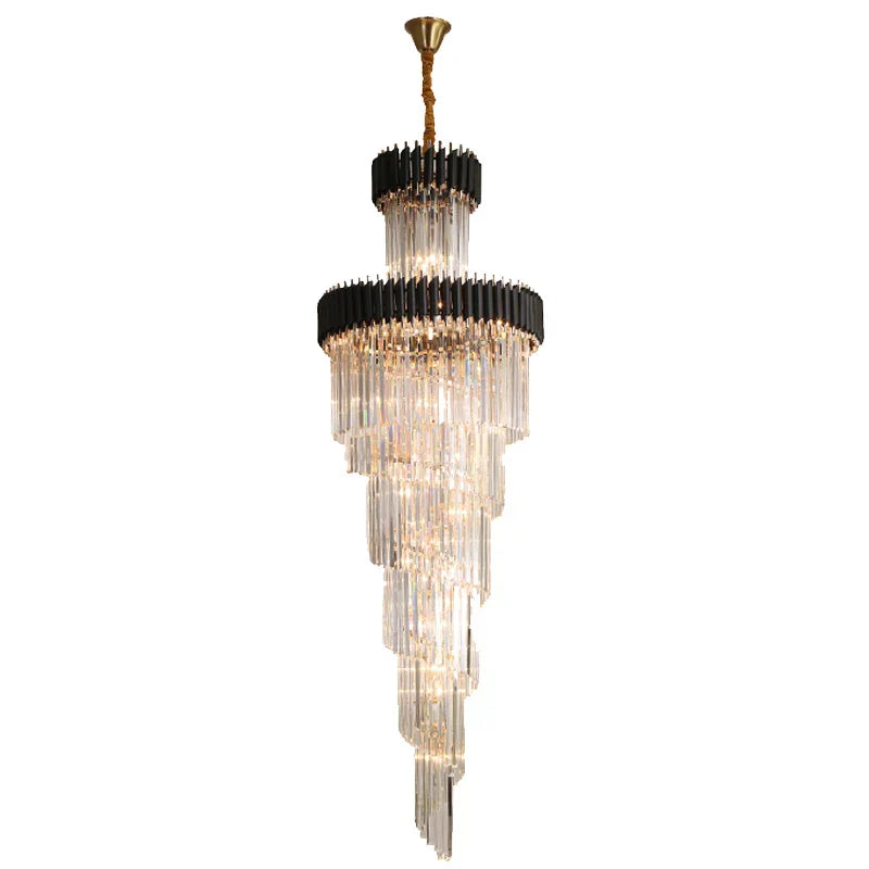 Decorbites™ Kristall-Schwarz-Klar-LED-Kronleuchter-Beleuchtung für Treppenhaus und Eingangshalle
