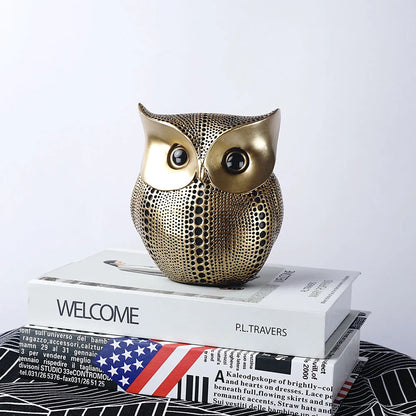 Decorbites™ Goldene Eulen-Figuren: Harz-Tierstatuen für Heimdekoration & Geschenke