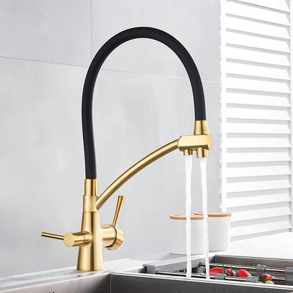 Decorbites™ Zweispülfilter-Mischbatterie mit 360° Drehung für Wasserreinigung Küchenarmatur