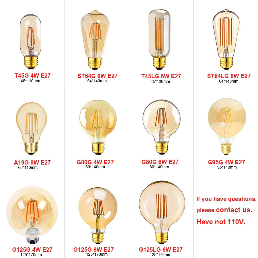 Decorbites™ Dimmbare Vintage-LED-Filament-Birnenleuchte T22 1W Dekorative Retro-Beleuchtung Lampe