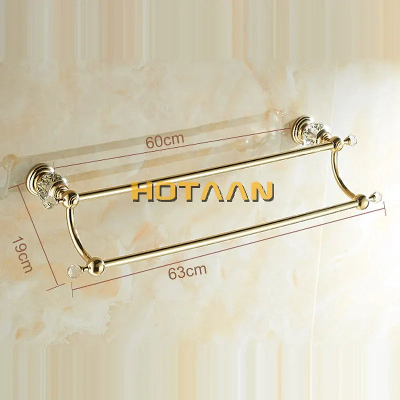Decorbites™ Kristallgold Doppeltuchhalter für das Badezimmer, 60 cm Länge