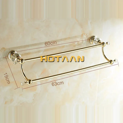 Decorbites™ Kristallgold Doppeltuchhalter für das Badezimmer, 60 cm Länge