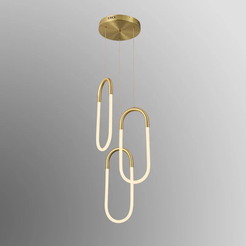 Gold Ring Pendant Light 3-Head Design