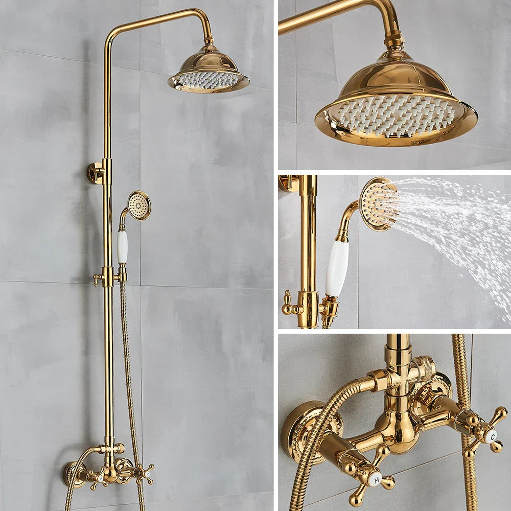 Gold Brass Tub Faucet Set