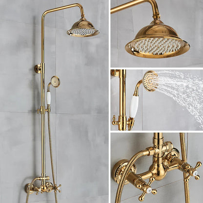 Decorbites™ Gold Messing-Duscharmatur-Set mit Wannenarmatur und Doppelgriffen