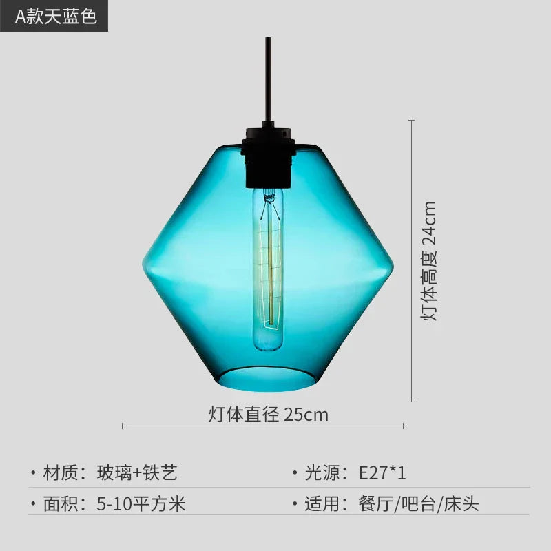 DecorBites™ Geometric Glass Pendant Light Collection: Modern Crystalline Pendant Series