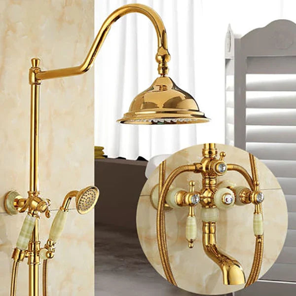 Gold Brass Shower Set