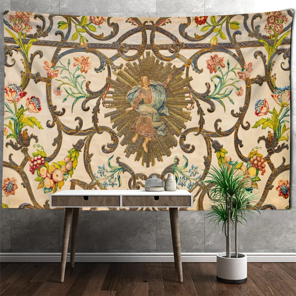 DecorBites™ Khaki Retro Pattern Wall Tapestry for High-End Indoor Home Decor