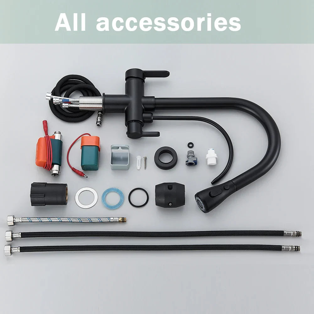 Decorbites™ Schwarzer Küchenarmatur mit Dual-Modus 2 in 1 Reiner-Wasser-Mischbatterie
