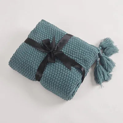 DecorBites™ Knitted Woolen Ball Blanket - Super Warm Cozy Sofa Throw Blanket