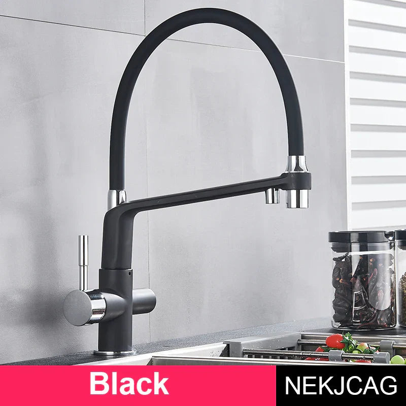 Decorbites™ Schwarz-Chrom Küchenarmatur 360° Drehbarer Ausziehbarer Gefilterter Wasserhahn