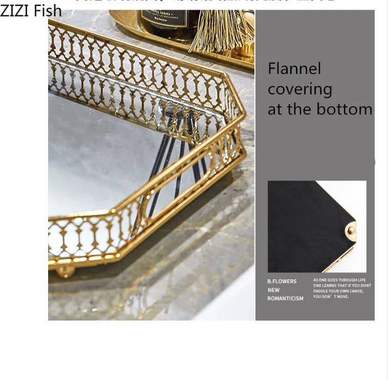 Decorbites™ Elegantes Goldspiegel-Glas-Aufbewahrungstablett für Schmuck und kleine Gegenstände