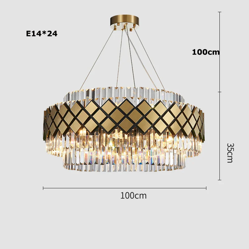 Decorbites™ Gold LED Kristallklarer Art-Deco-Kronleuchter für die Eingangshalle