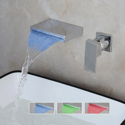 DecorBites™ LED Waterfall Bathtub Faucet in Chrome & Black - Wall Mounted Single Handle
