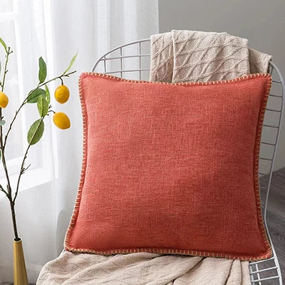 Decorbites™ Leinen-Fransen-Kissenbezug: Blau Grau Gelb Rot Grün für Sofa Bett