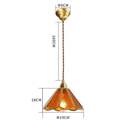 Decorbites™ Japanisches Vintage-Glas-Kupfer-LED-Pendant-Lampenleuchte für Schlafzimmer, Bar, Café
