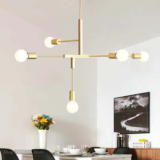 Decorbites™ Kreuz-Stil 5-Licht-Deckenleuchte in Gold- und Schwarz-Finish für modernes Wohnraumausstattung