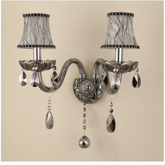 Decorbites™ Kristall-Wandleuchte: Rauchgrauer Schirm, Europäischer Stil, Doppeltköpfig