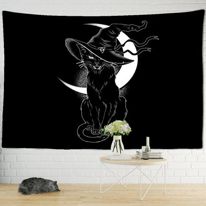 Decorbites™ Schwarze Katze Psychedelisches Wandbehang für die Raumdekoration