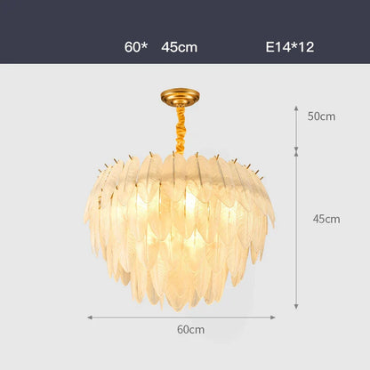 Decorbites™ Art-Deco-Weißglas-Feder-Kronleuchter mit LED-Beleuchtung für Eingangshalle & Schlafzimmer