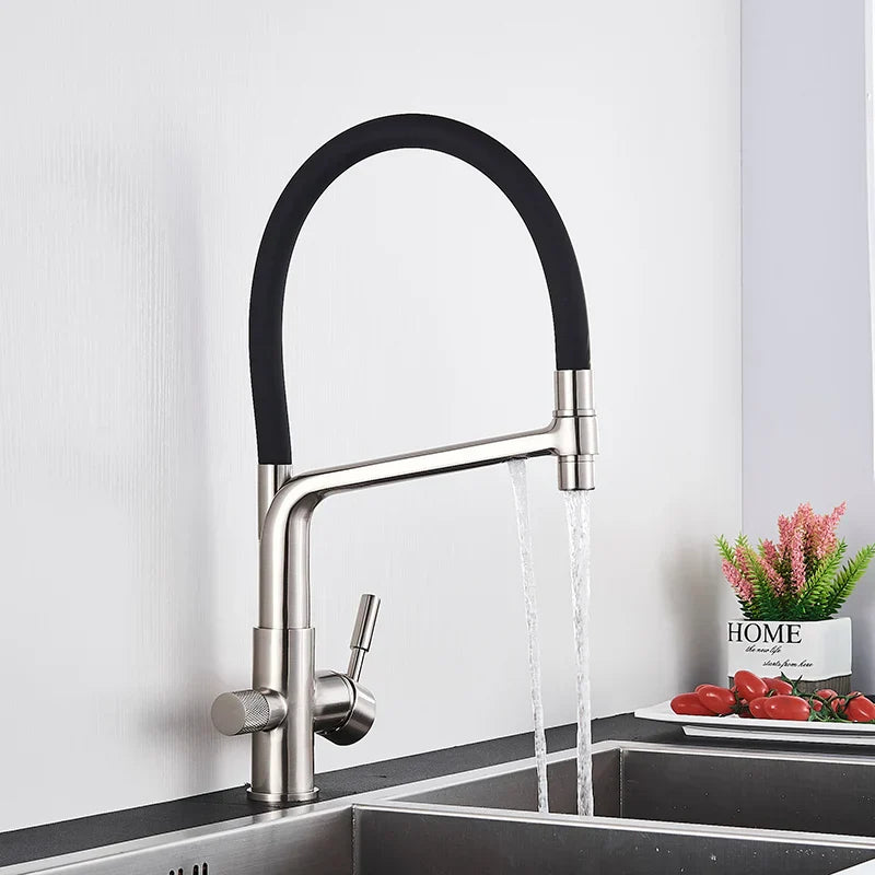 Decorbites™ Küchenfilterarmatur mit doppeltem Auslauf: 360° drehbarer Trinkwasser-Reinigungsmischer