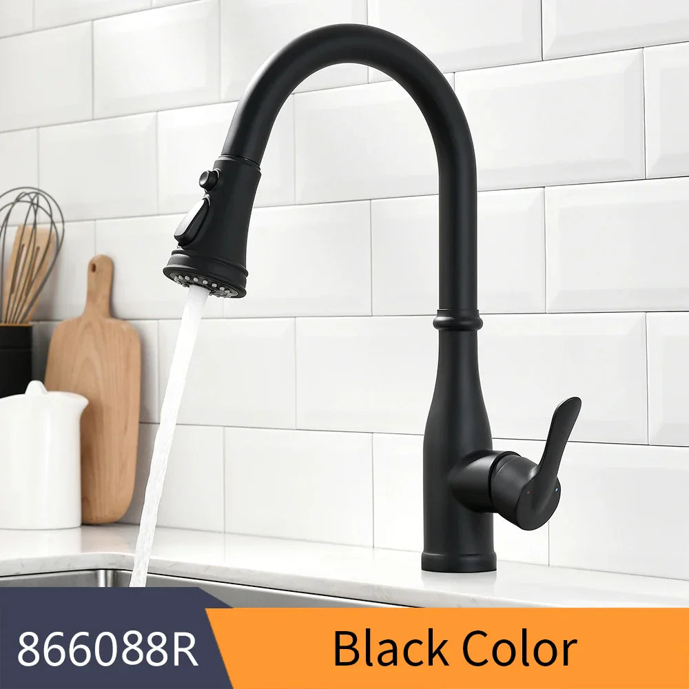 Gold Pull-Out Kitchen Faucet With Smooth Operation
