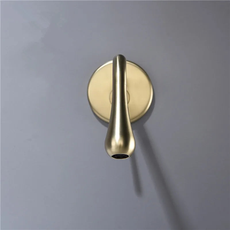Decorbites™ Gebürsteter Gold Waschbeckenarmatur, Heiß- und Kaltmischbatterie, In-Wand-Wassertropfenarmatur