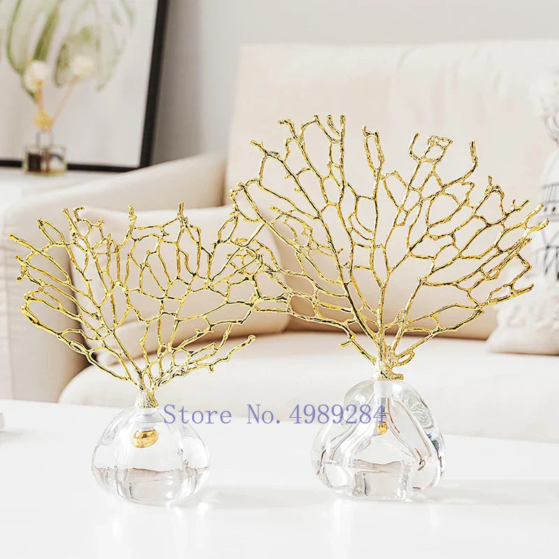 Decorbites™ Kristall-Metall-Goldene-Korallen-Handwerkskunst Heimdekoration für modernen Wohnraum