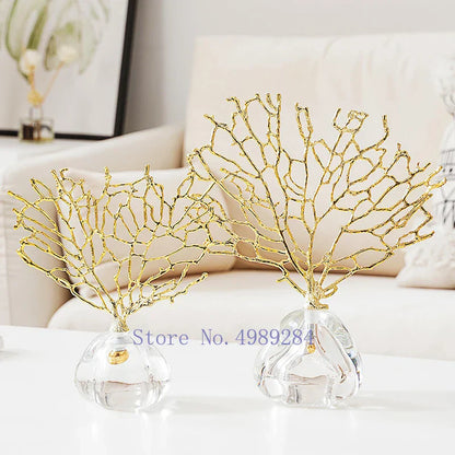 Decorbites™ Kristall-Metall-Goldene-Korallen-Handwerkskunst Heimdekoration für modernen Wohnraum