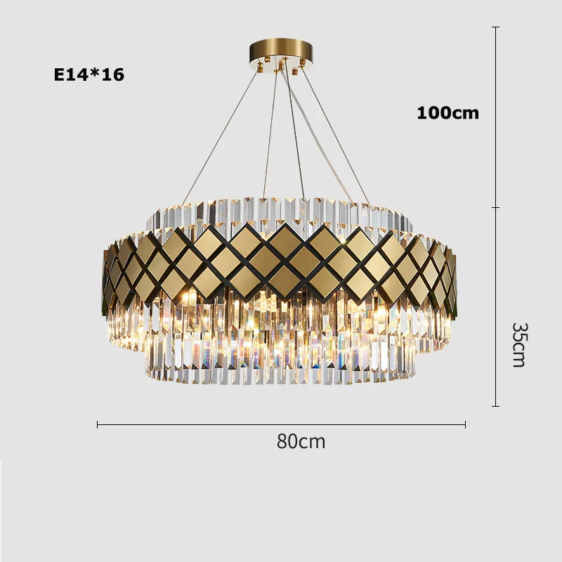 Decorbites™ Gold LED Kristallklarer Art-Deco-Kronleuchter für die Eingangshalle